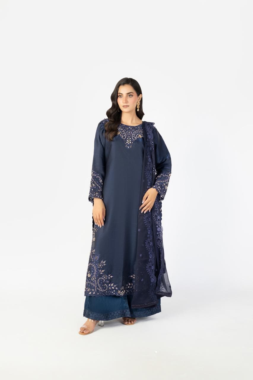 Navy Blue Pure Sheesha Silk - Image 1