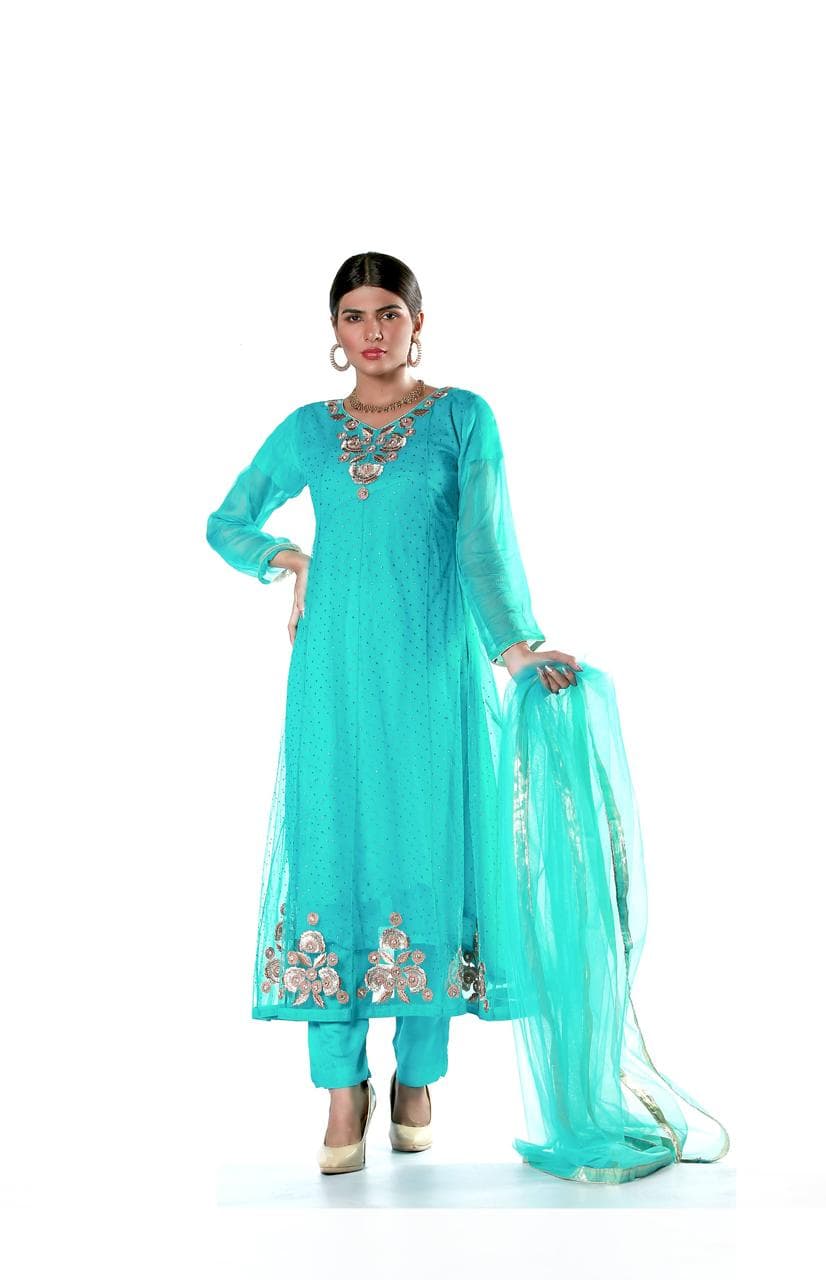 Embroidered Pure Net Maxi - Design 17 image 1