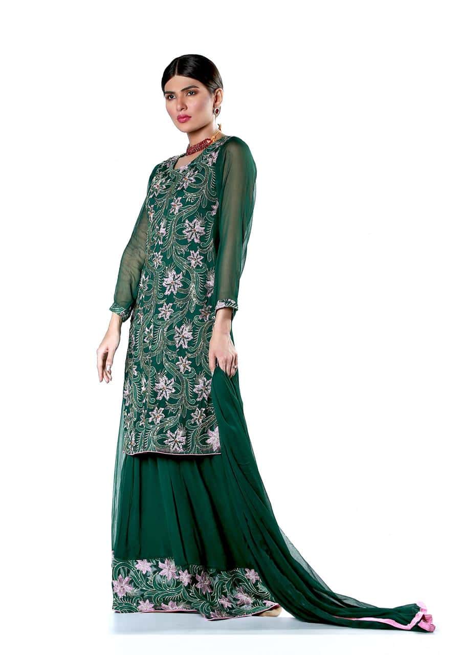 Embroidered Pure Krinckle Gharara - Design 6 image 1