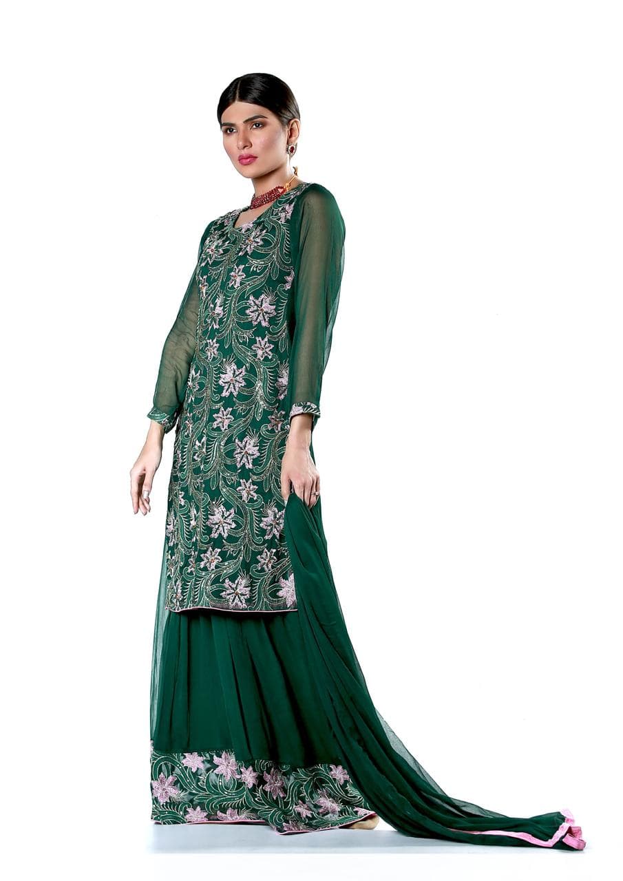 Embroidered Pure Krinckle Gharara - Design 6 image 1