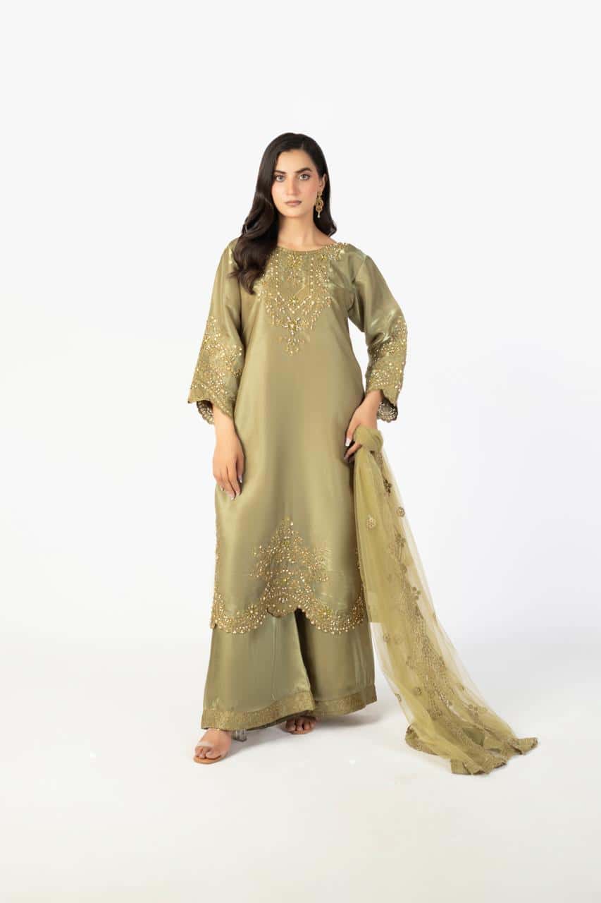 Olive Green Pure Sheesha Silk - Image 1