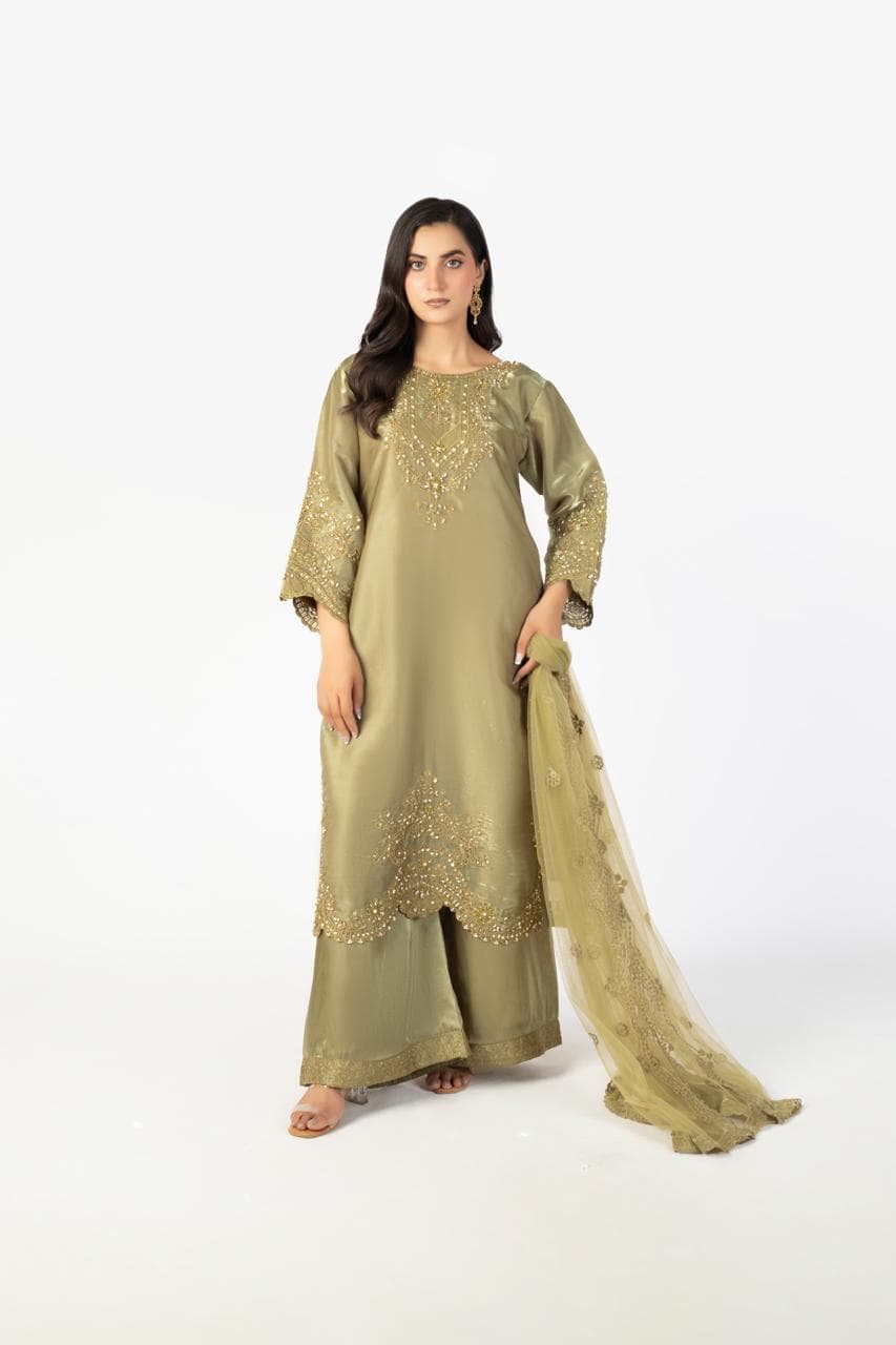 Olive Green Pure Sheesha Silk - Image 1