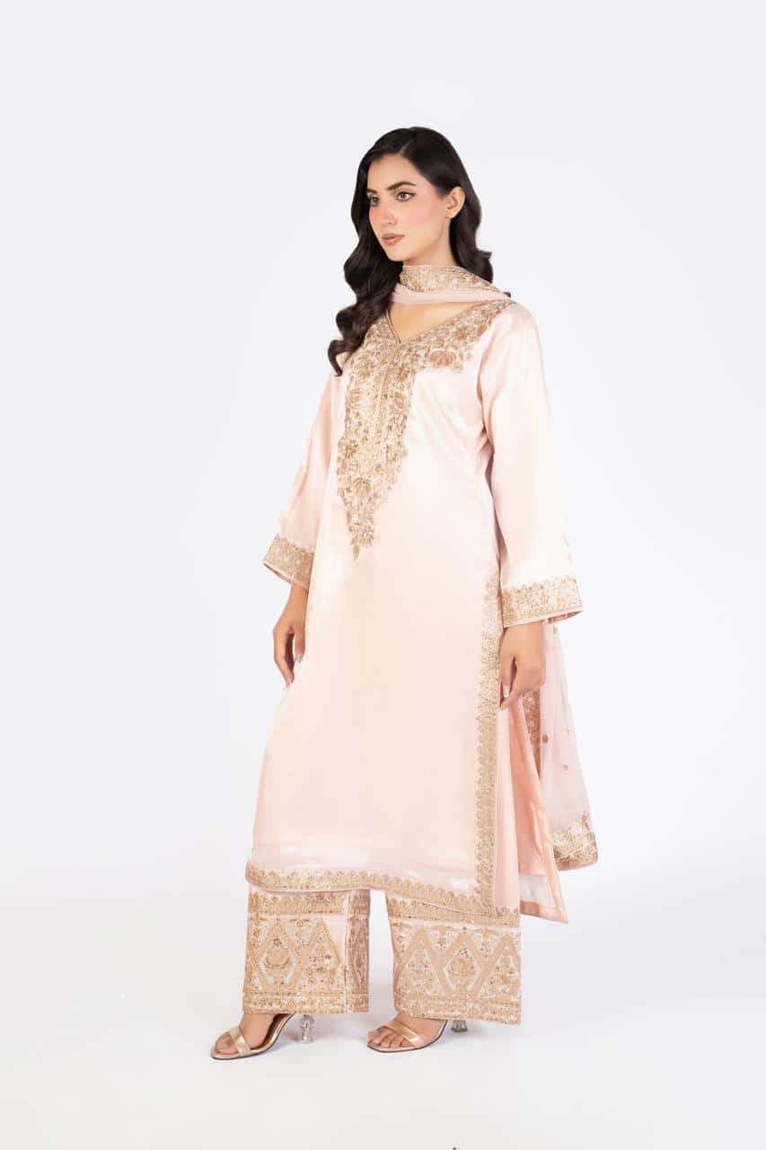 Elegant Pastel Pink Pure Sheesha Silk - Image 1