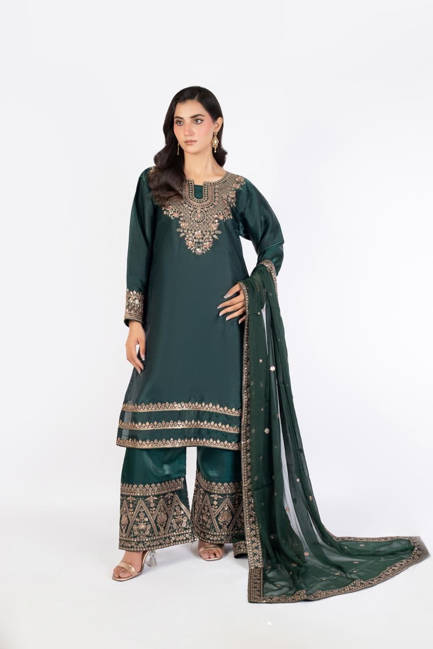Deep Emerald Green Pure Sheesha Silk - Image 1