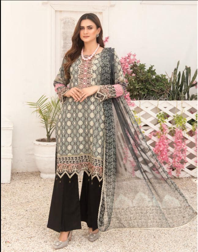 Digital Print Lawn & Chiffon Suit - Design 21 image 1